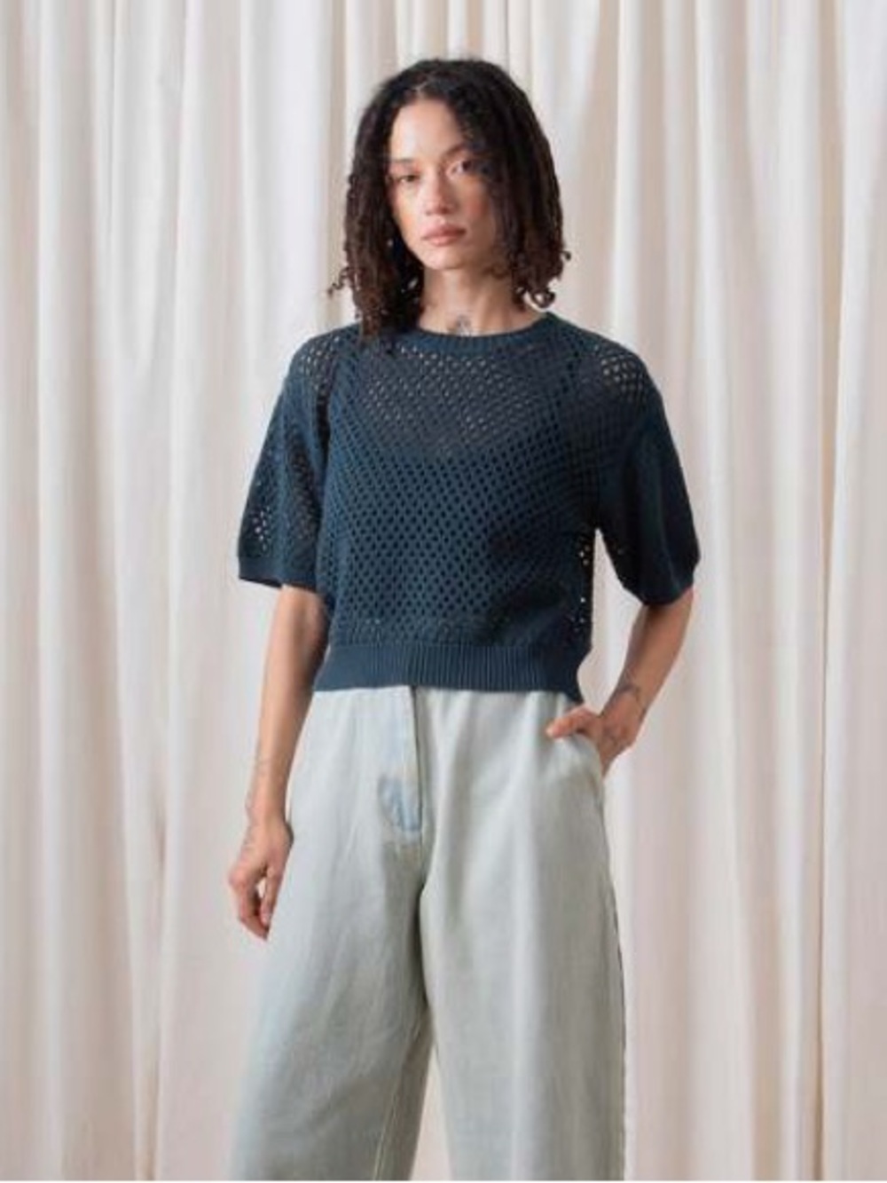 Ali Golden Open Knit T-Shirt